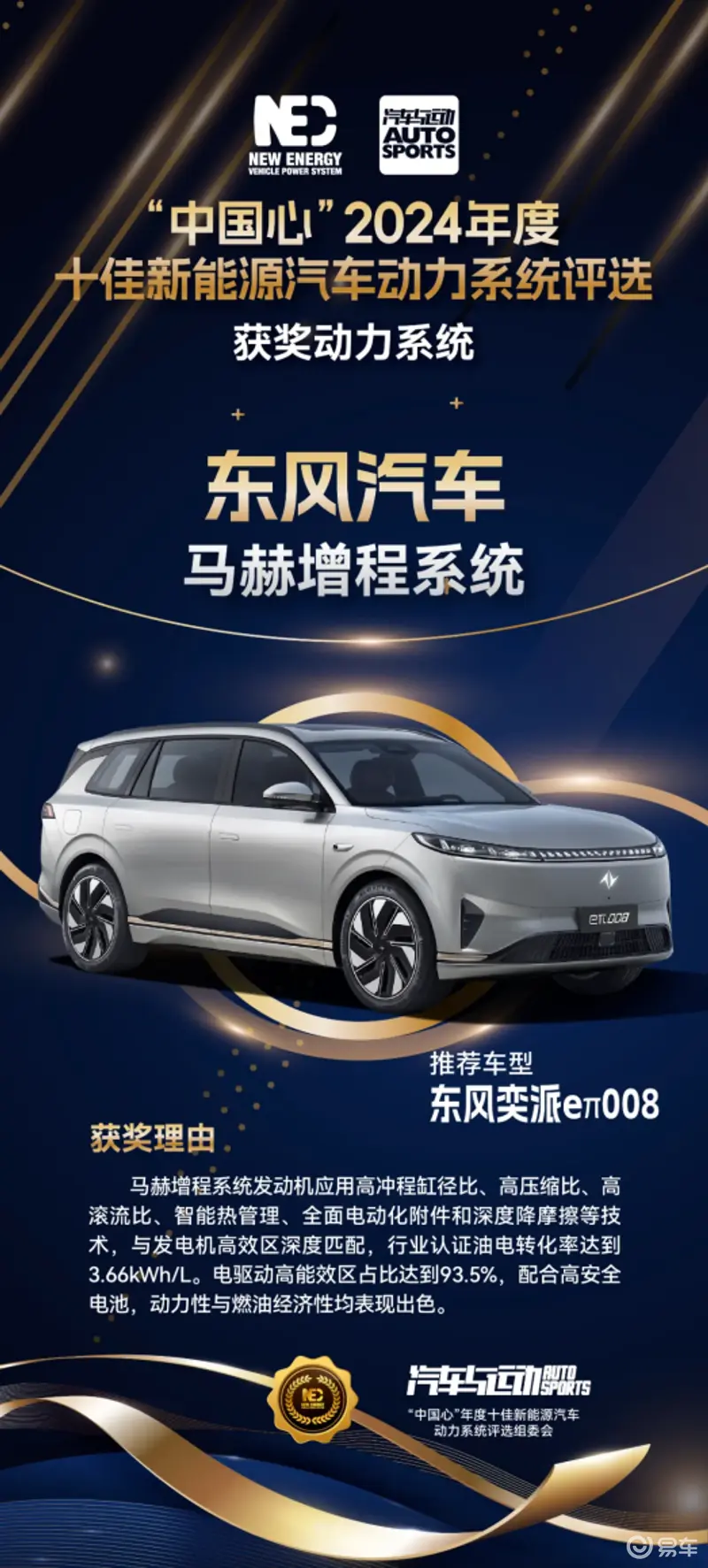 马赫增程系统荣获“中国心”2024十佳新能源动力系统奖项(图1)