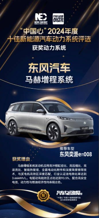 完美体育网站：马赫电混系统再获“中国心”2024十佳新能源汽车动力系统殊荣(图1)